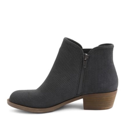 Charcoal Gray Perforated Suede Ankle Booties - Picture 3 of 4
